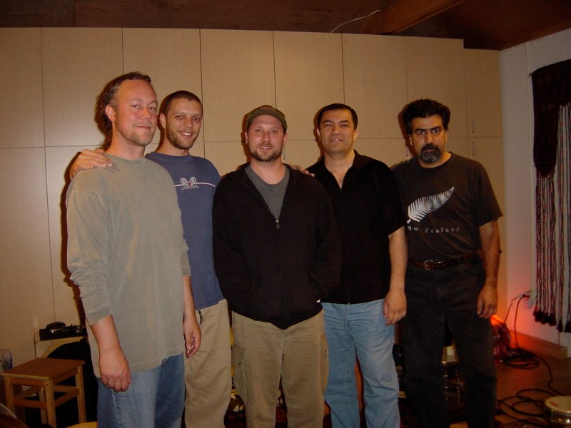 Austin, Andrew, Randy with Abbos Kosimov and Houman Pourmehdi recording Hand'Stan - Los Angeles 2005